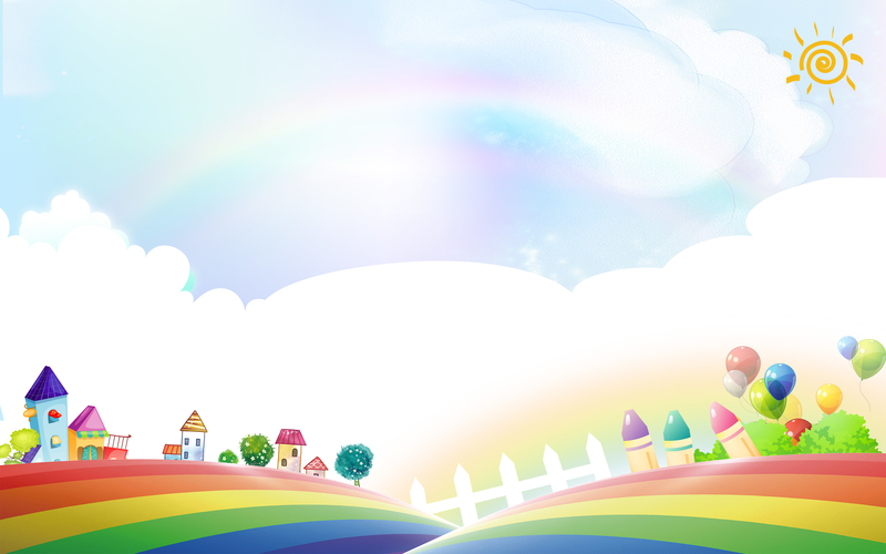 彩色梦幻天空手绘卡通彩虹背景素材