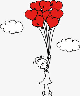 卡通女放飞心形气球